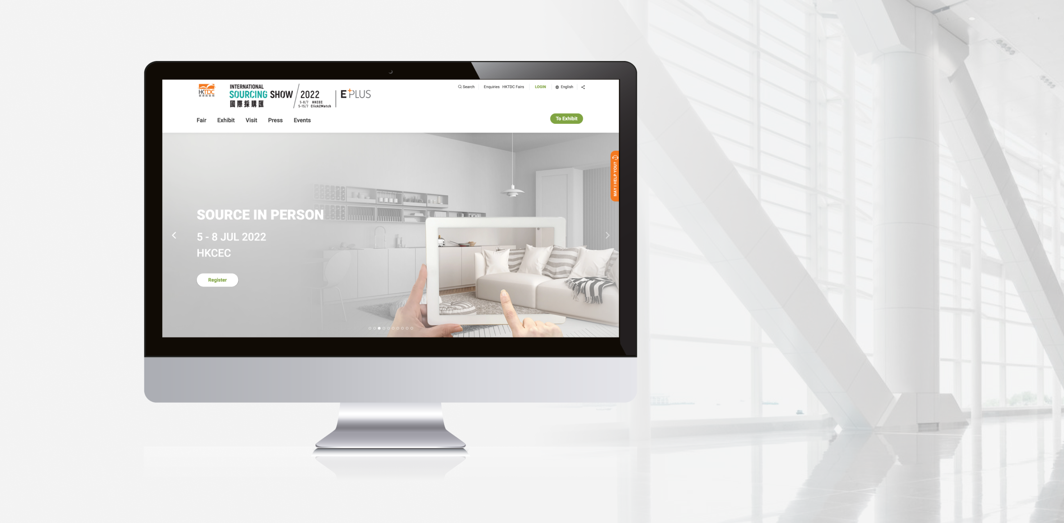 HKTDC Exhibition Platform is shown on a desktop computer