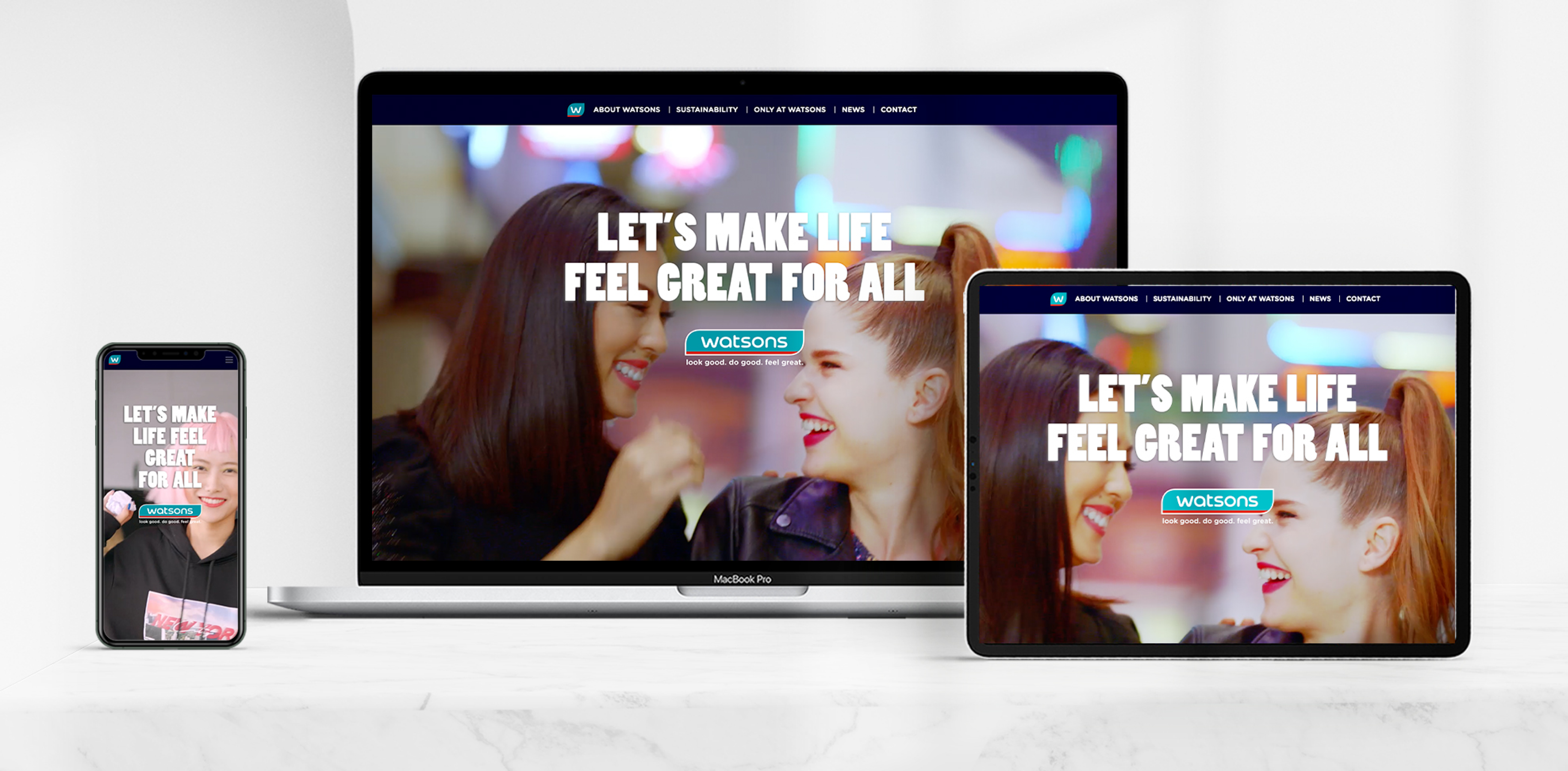 Watsons Asia's hompage shown on various devices