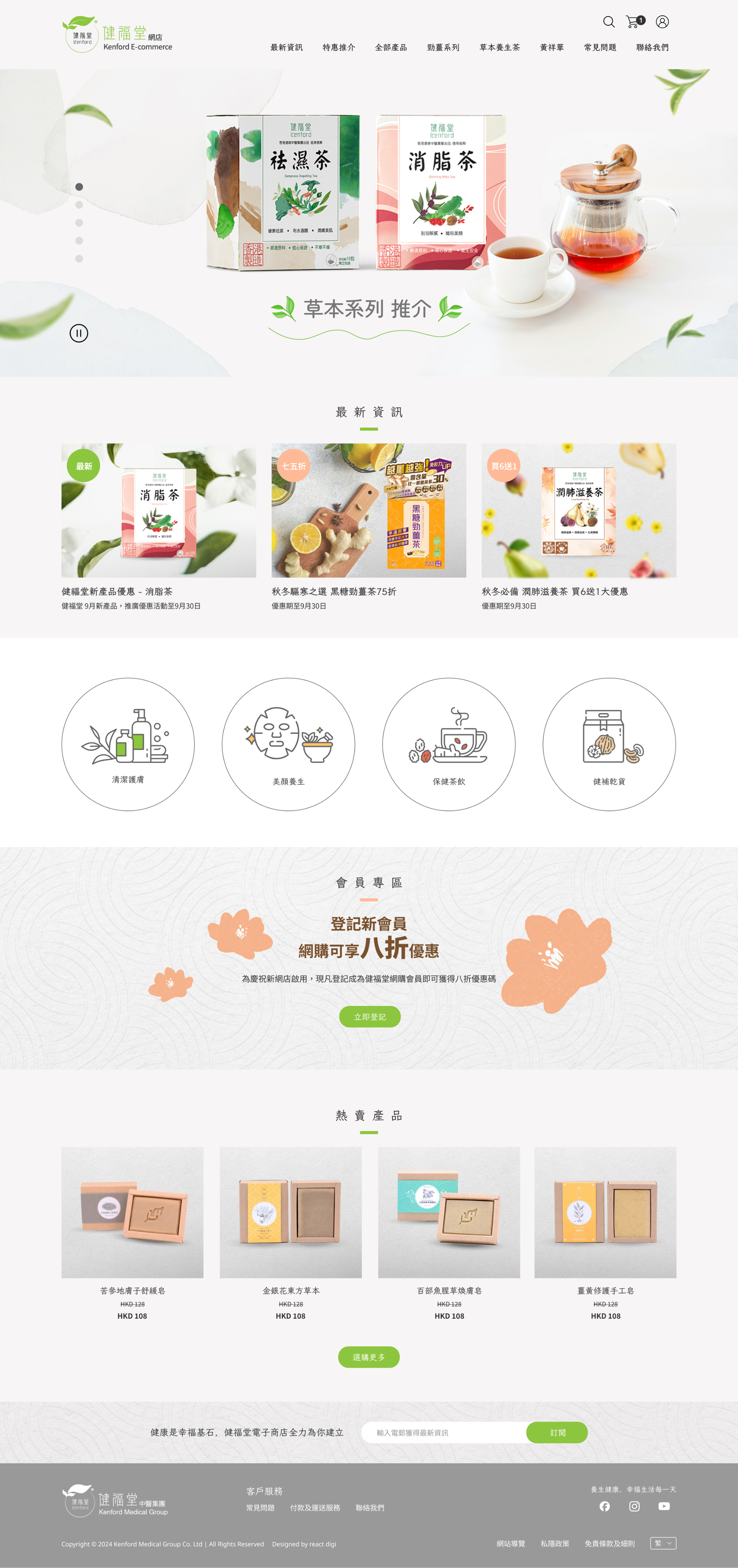 Homepage of Kenford medical e-commerce