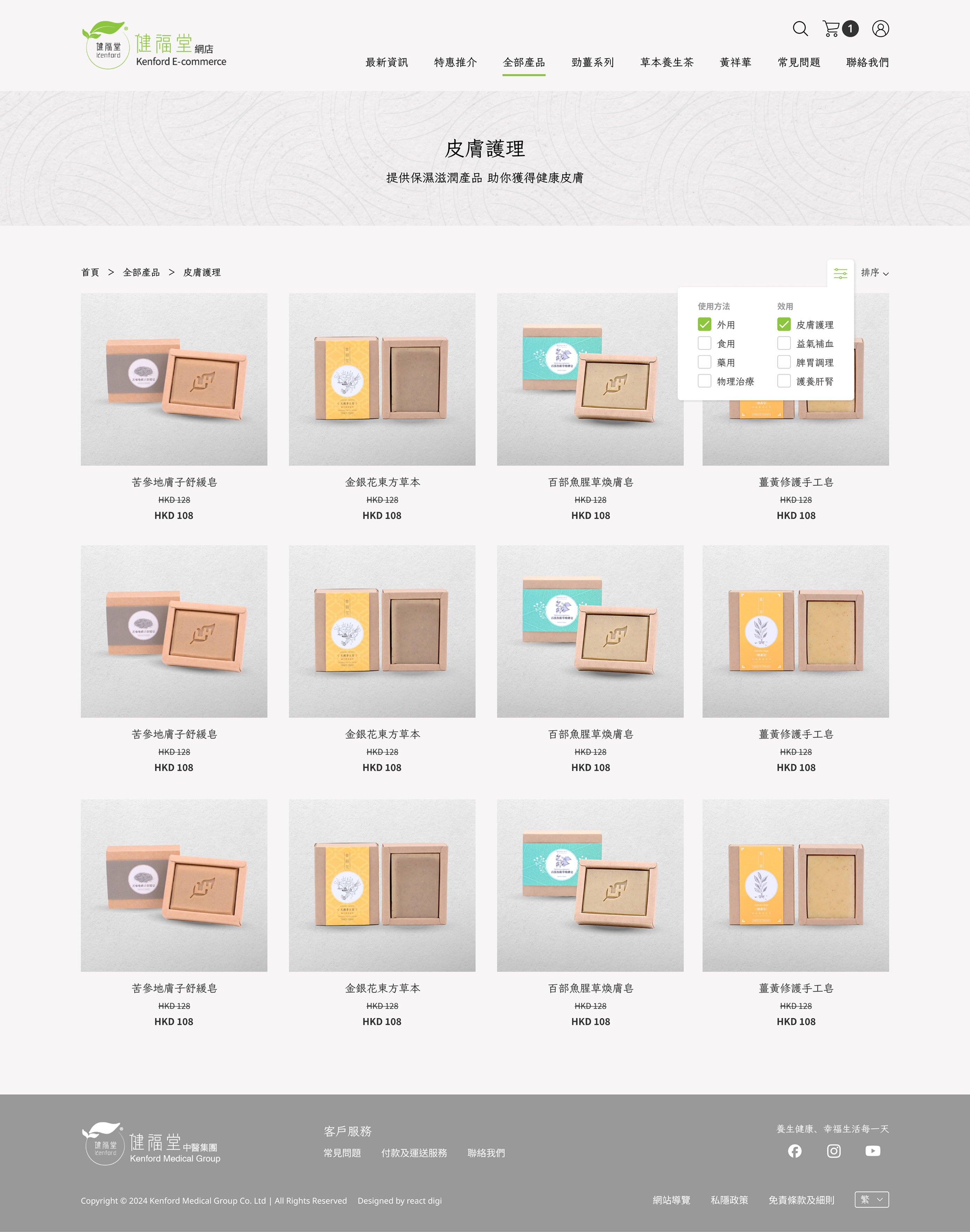 Product list of Kenford medical e-commerce
