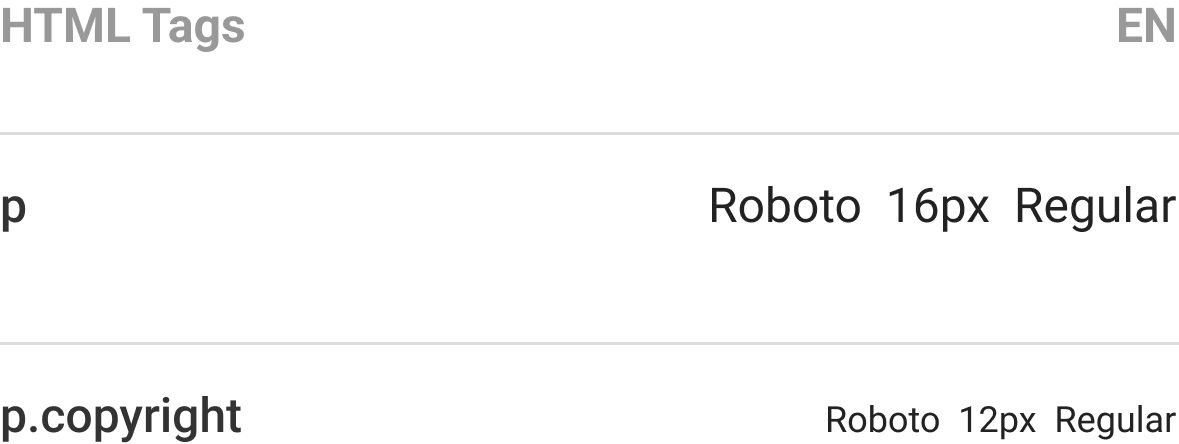 English font style of content